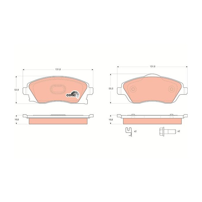 TRW COTEC Bremsbelagsatz, Scheibenbremse GDB1570