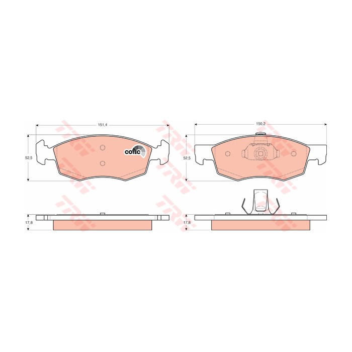 TRW COTEC Bremsbelagsatz, Scheibenbremse GDB1588