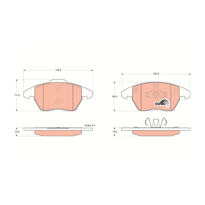 TRW COTEC Bremsbelagsatz, Scheibenbremse GDB1605