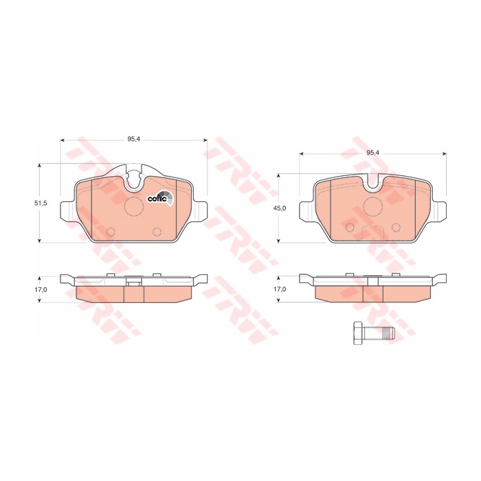TRW COTEC Bremsbelagsatz, Scheibenbremse GDB1612
