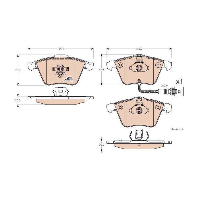TRW COTEC Bremsbelagsatz, Scheibenbremse GDB1616