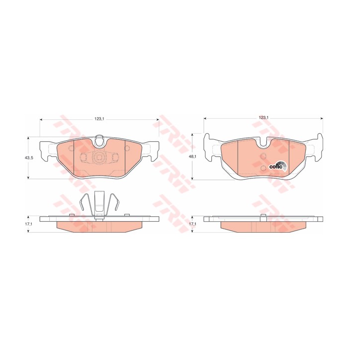 TRW COTEC Bremsbelagsatz, Scheibenbremse GDB1626