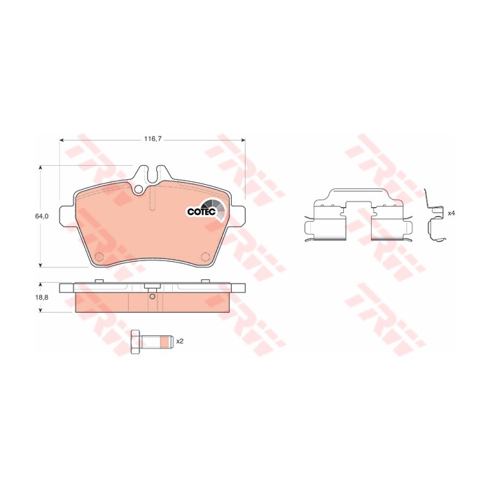 TRW COTEC Bremsbelagsatz, Scheibenbremse GDB1629