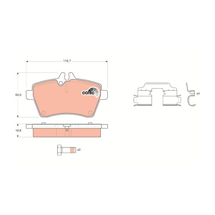 TRW COTEC Bremsbelagsatz, Scheibenbremse GDB1629