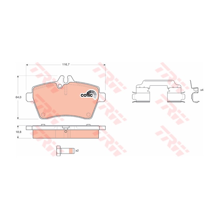 TRW COTEC Bremsbelagsatz, Scheibenbremse GDB1630