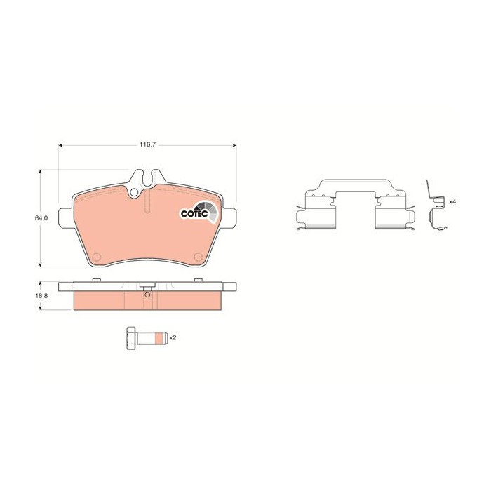 TRW COTEC Bremsbelagsatz, Scheibenbremse GDB1630