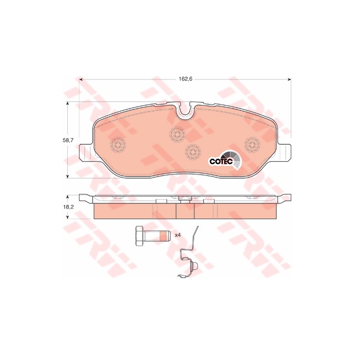 TRW COTEC Bremsbelagsatz, Scheibenbremse GDB1631