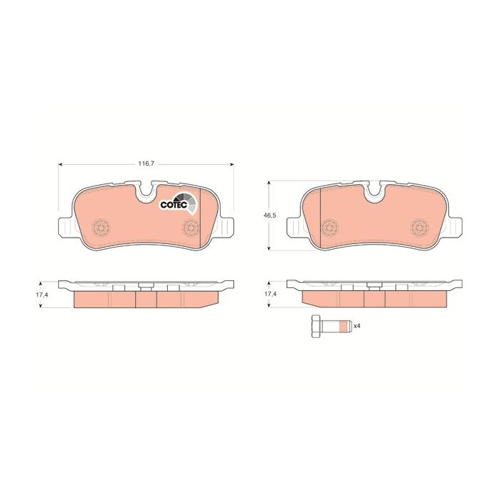 TRW COTEC Bremsbelagsatz, Scheibenbremse GDB1632