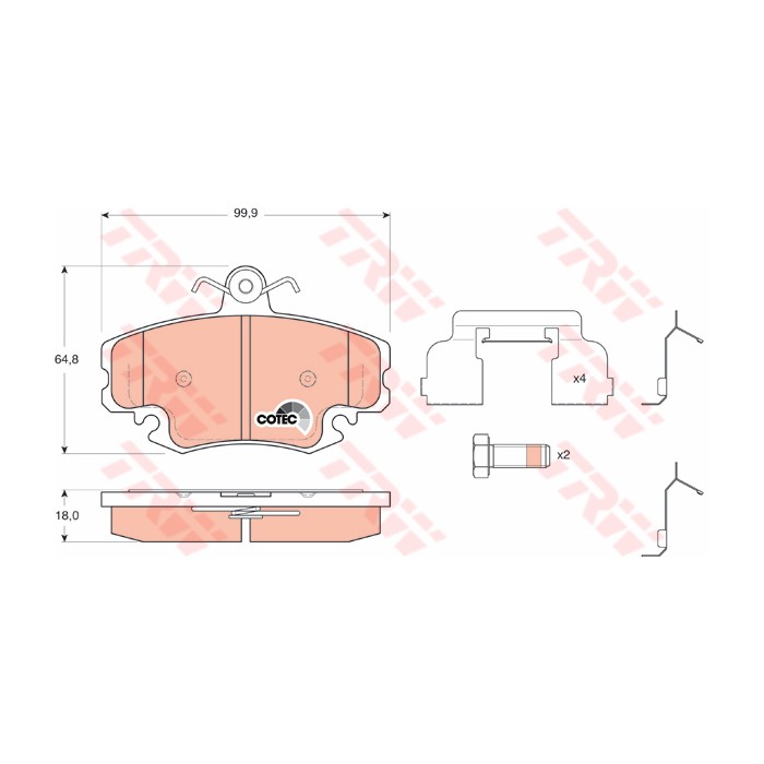 TRW COTEC Bremsbelagsatz, Scheibenbremse GDB1634