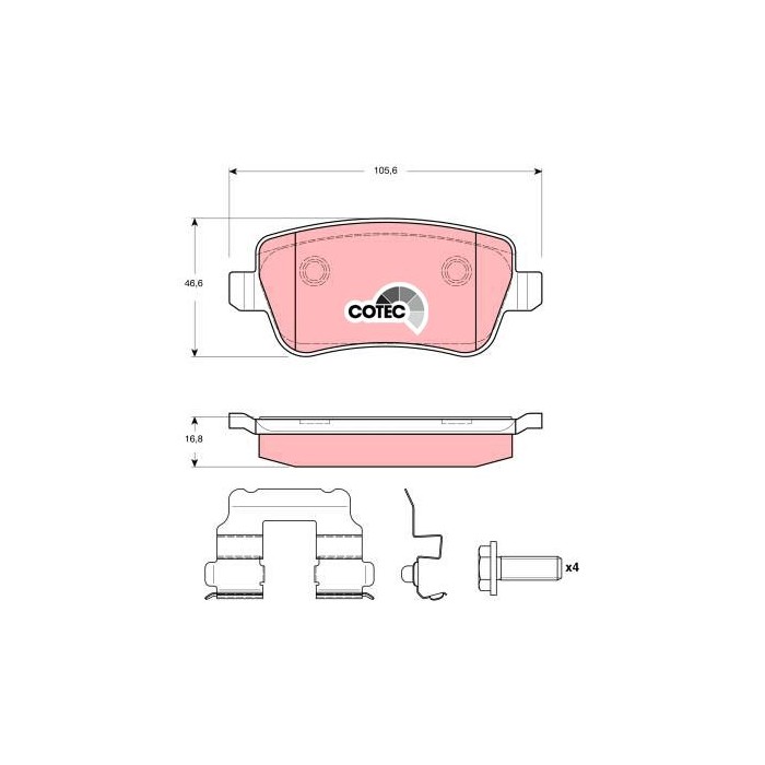 TRW COTEC Bremsbelagsatz, Scheibenbremse GDB1637