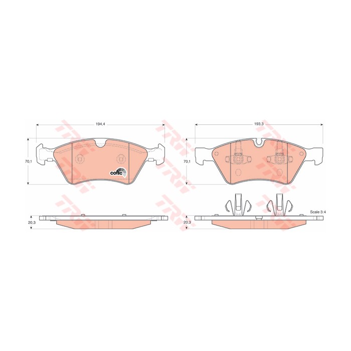 TRW COTEC Bremsbelagsatz, Scheibenbremse GDB1642
