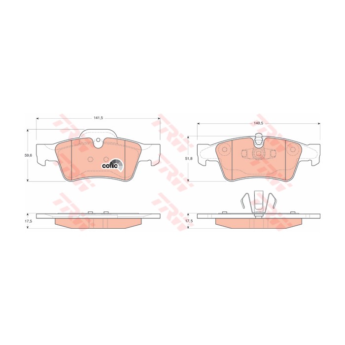 TRW COTEC Bremsbelagsatz, Scheibenbremse GDB1643