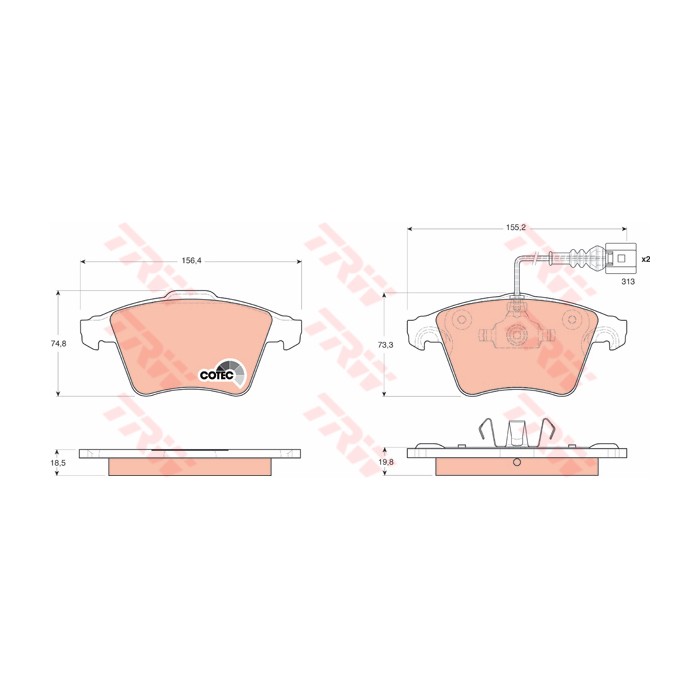 TRW COTEC Bremsbelagsatz, Scheibenbremse GDB1651