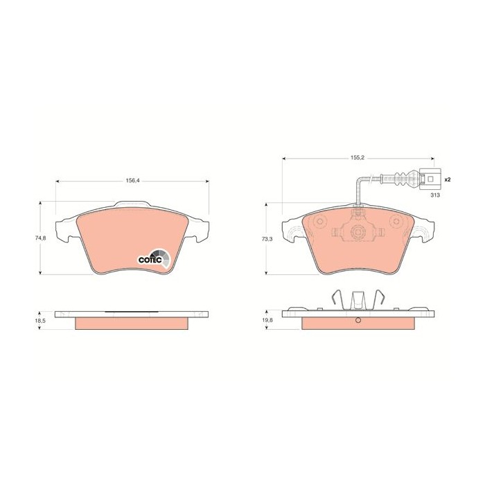 TRW COTEC Bremsbelagsatz, Scheibenbremse GDB1651