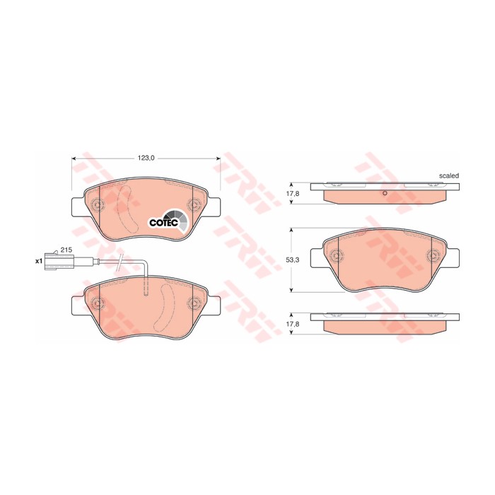 TRW COTEC Bremsbelagsatz, Scheibenbremse GDB1654