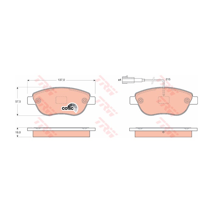 TRW COTEC Bremsbelagsatz, Scheibenbremse GDB1655