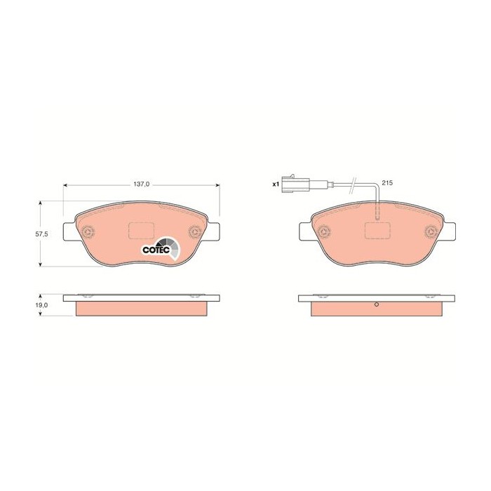 TRW COTEC Bremsbelagsatz, Scheibenbremse GDB1655