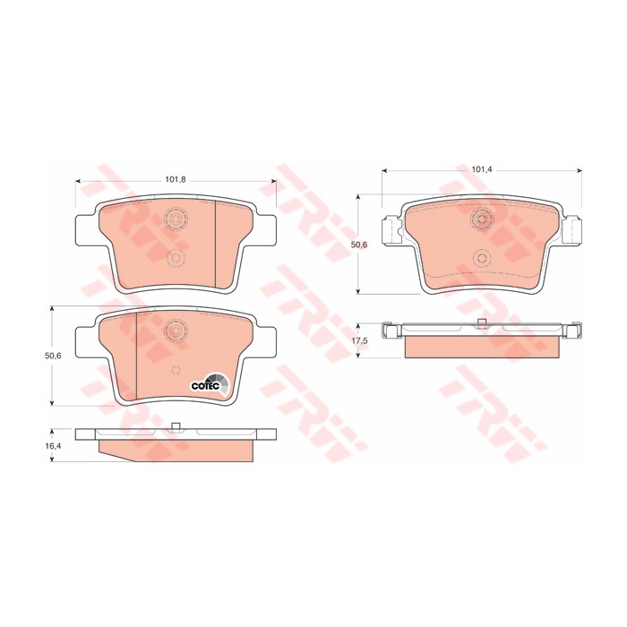TRW COTEC Bremsbelagsatz, Scheibenbremse GDB1665