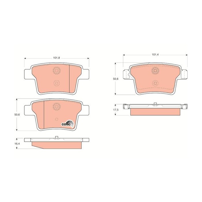 TRW COTEC Bremsbelagsatz, Scheibenbremse GDB1665