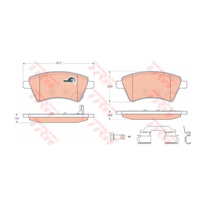 TRW COTEC Bremsbelagsatz, Scheibenbremse GDB1673