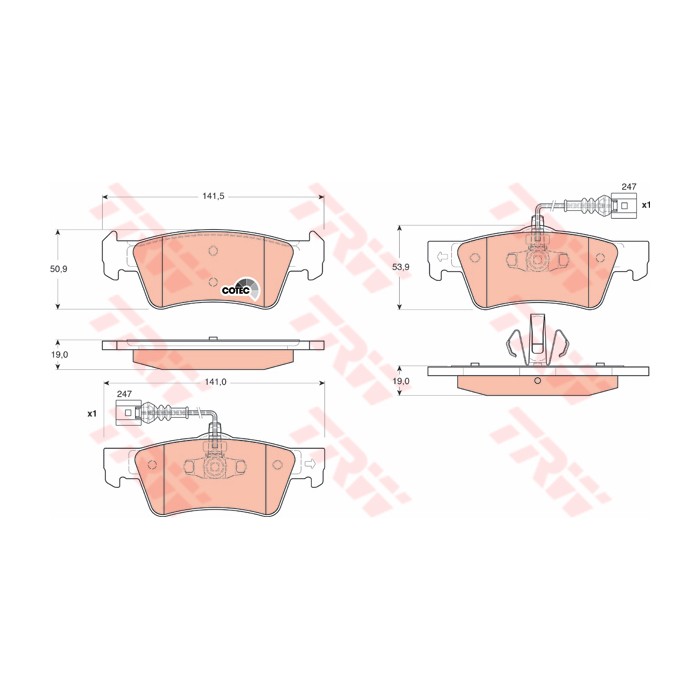 TRW COTEC Bremsbelagsatz, Scheibenbremse GDB1672