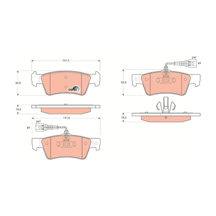 TRW COTEC Bremsbelagsatz, Scheibenbremse GDB1672