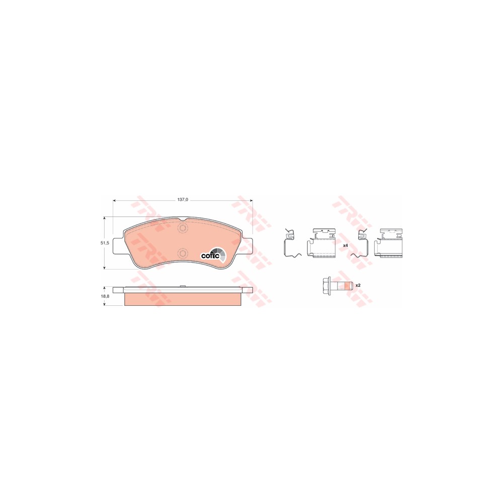 TRW COTEC Bremsbelagsatz, Scheibenbremse GDB1677
