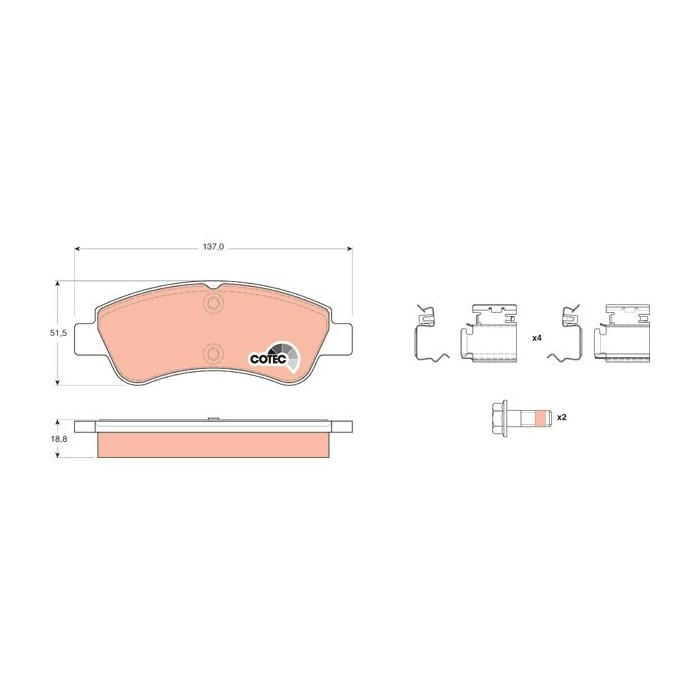 TRW COTEC Bremsbelagsatz, Scheibenbremse GDB1677