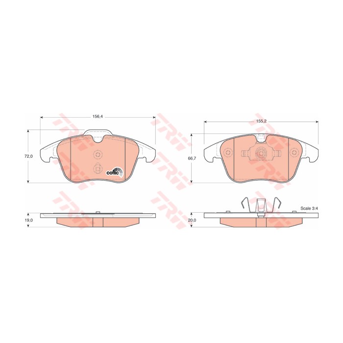 TRW COTEC Bremsbelagsatz, Scheibenbremse GDB1683