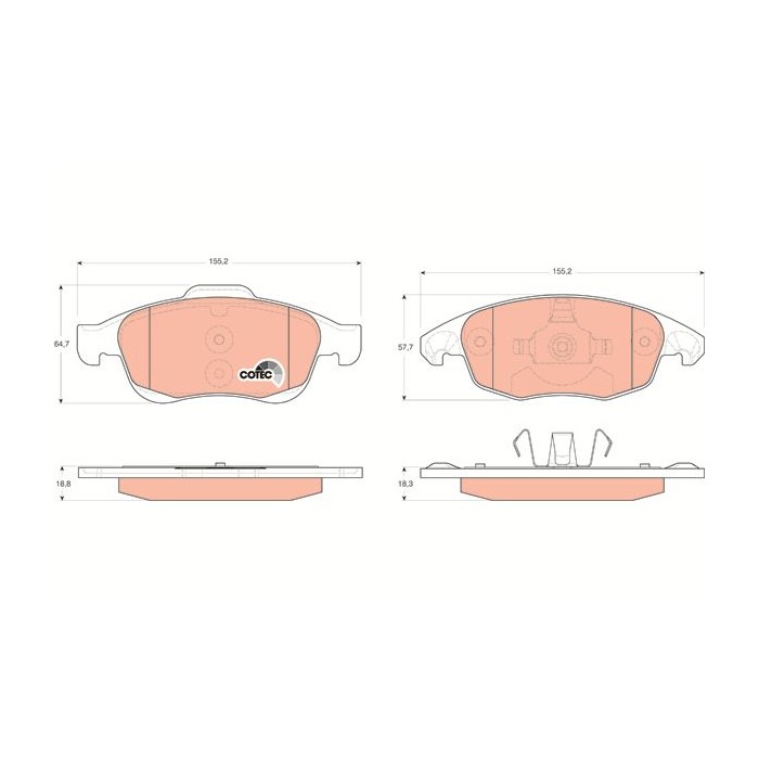TRW COTEC Bremsbelagsatz, Scheibenbremse GDB1690