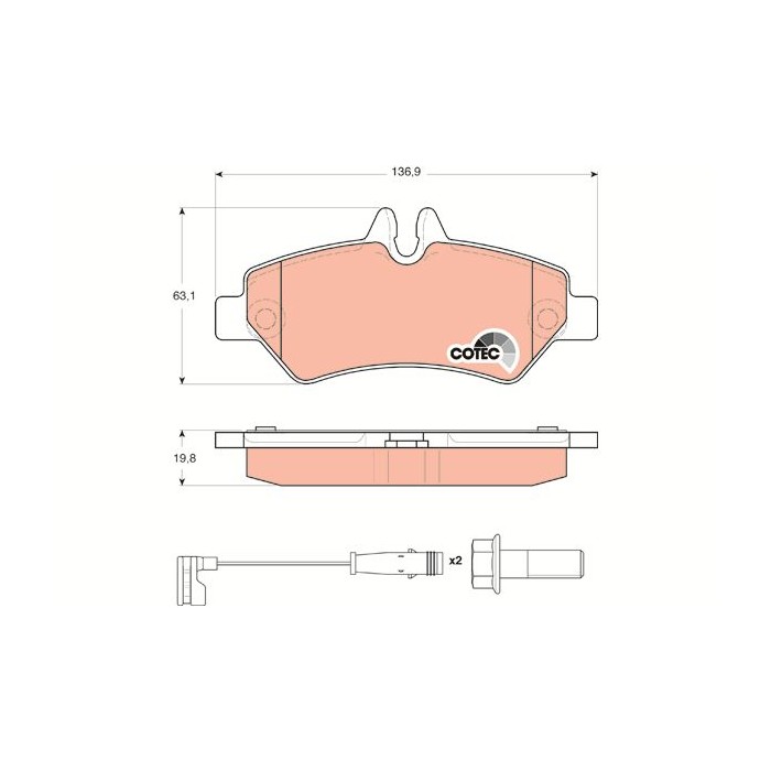 TRW COTEC Bremsbelagsatz, Scheibenbremse GDB1697