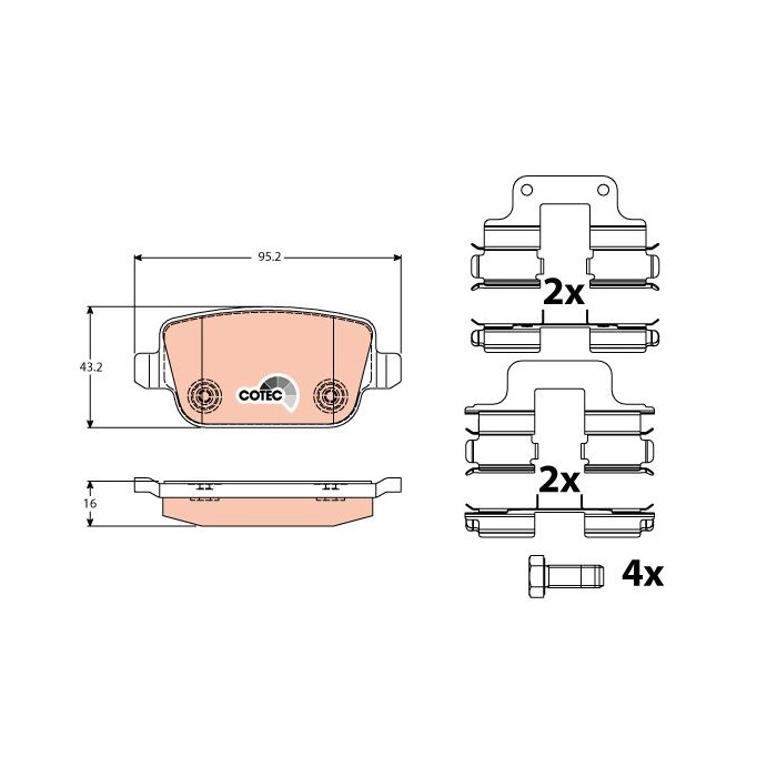 TRW COTEC Bremsbelagsatz, Scheibenbremse GDB1709