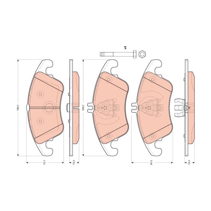 TRW COTEC Bremsbelagsatz, Scheibenbremse GDB1737