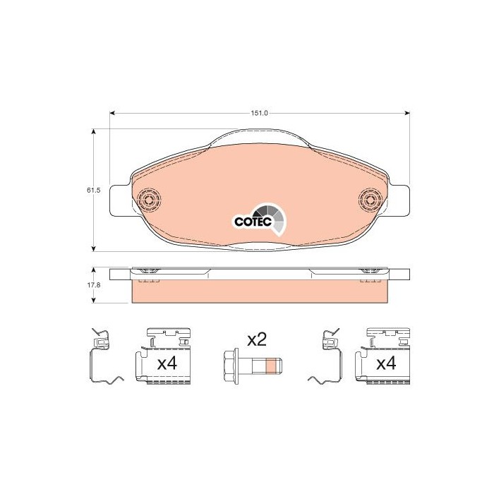 TRW COTEC Bremsbelagsatz, Scheibenbremse GDB1761
