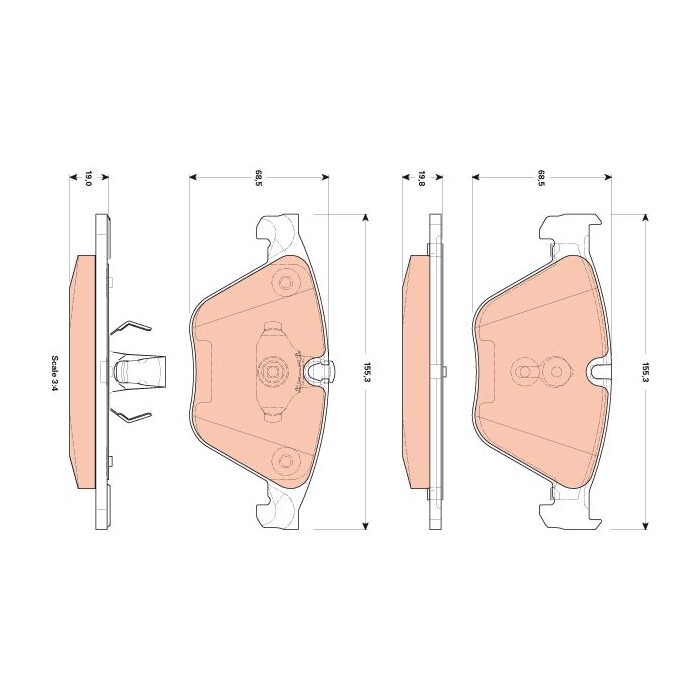 TRW Bremsbelagsatz, Scheibenbremse GDB1854