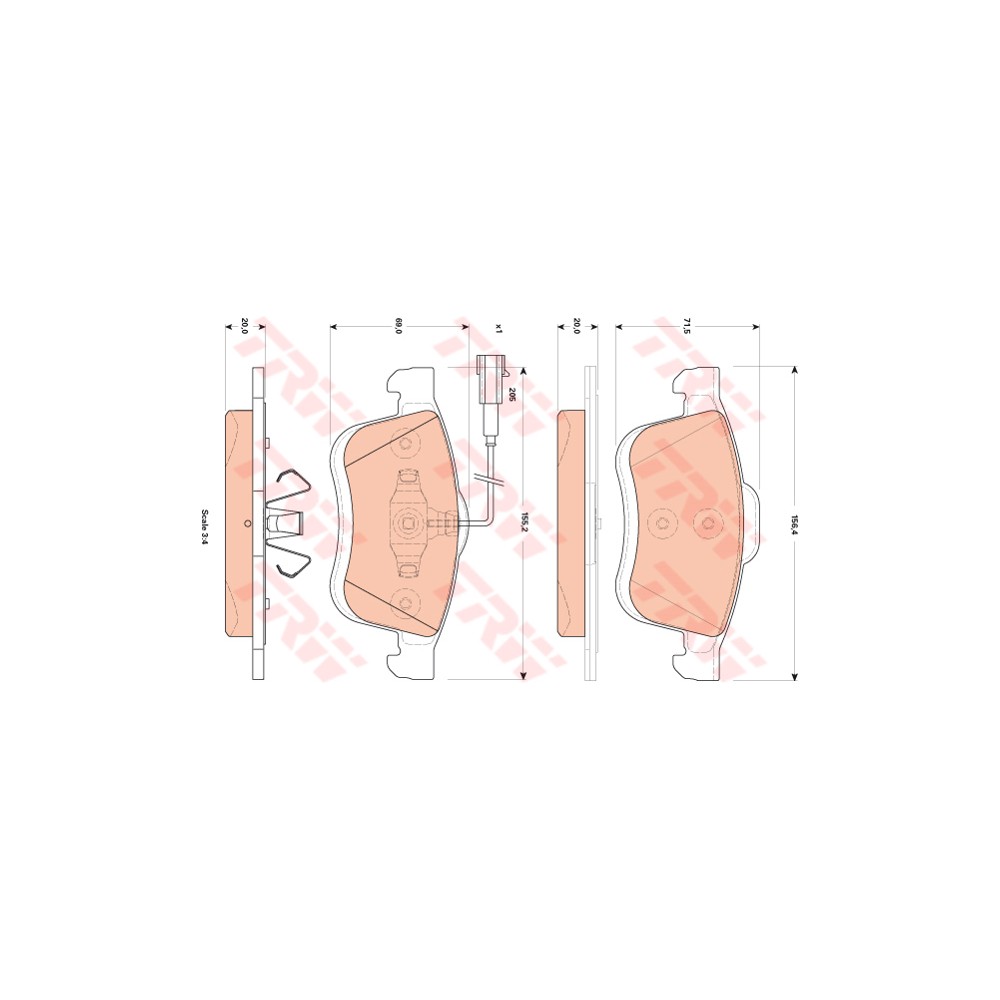 TRW COTEC Bremsbelagsatz, Scheibenbremse GDB1865