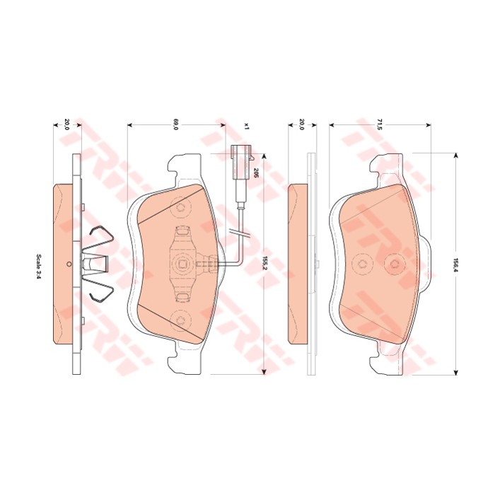 TRW COTEC Bremsbelagsatz, Scheibenbremse GDB1865