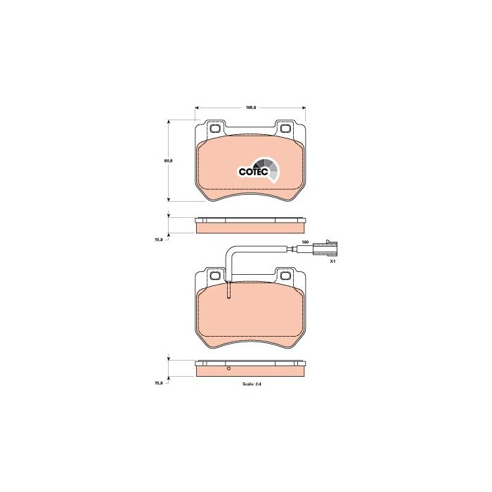 TRW COTEC Bremsbelagsatz, Scheibenbremse GDB1904