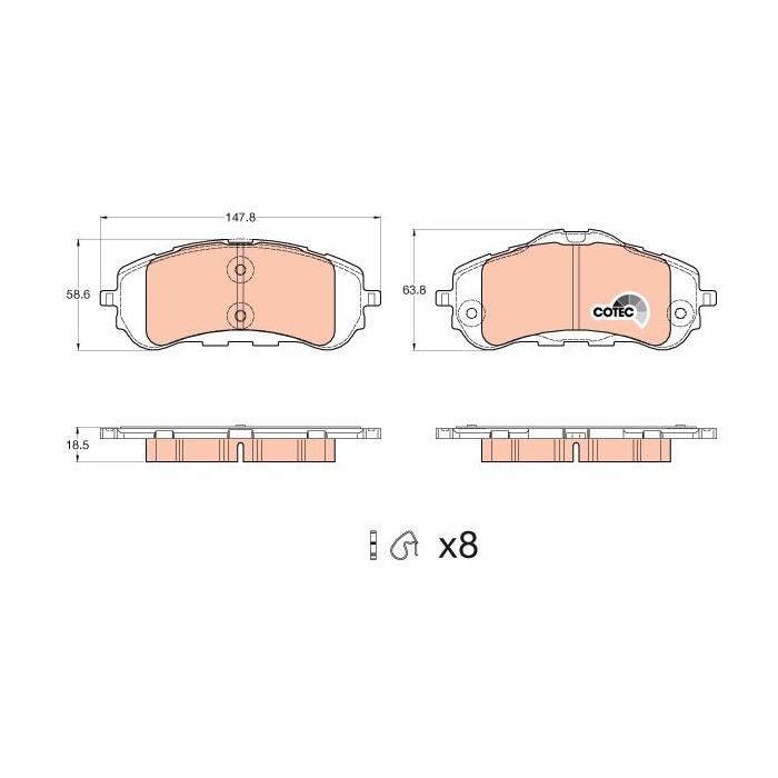 TRW COTEC Bremsbelagsatz, Scheibenbremse GDB2044
