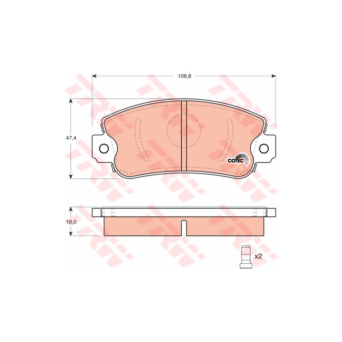 TRW COTEC Bremsbelagsatz, Scheibenbremse GDB297