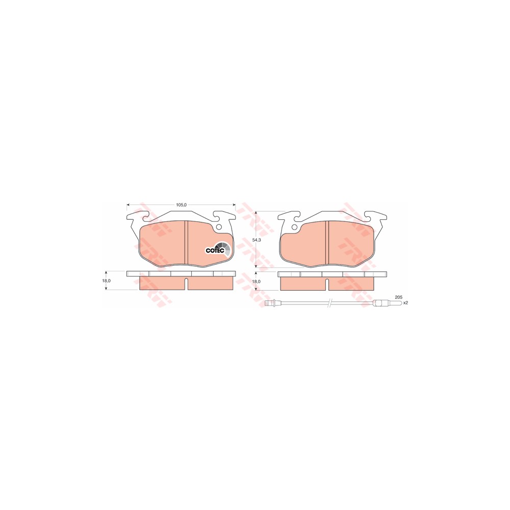 TRW COTEC Bremsbelagsatz, Scheibenbremse GDB327