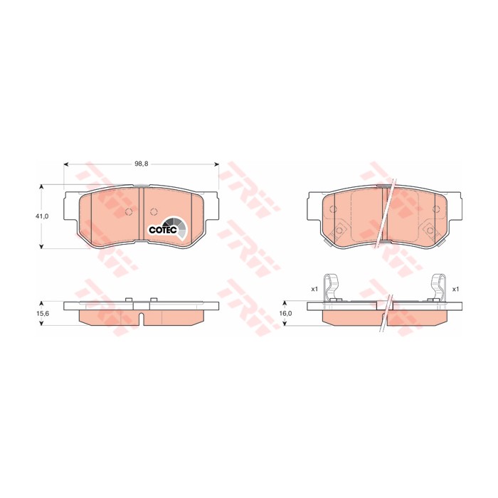 TRW COTEC Bremsbelagsatz, Scheibenbremse GDB3284