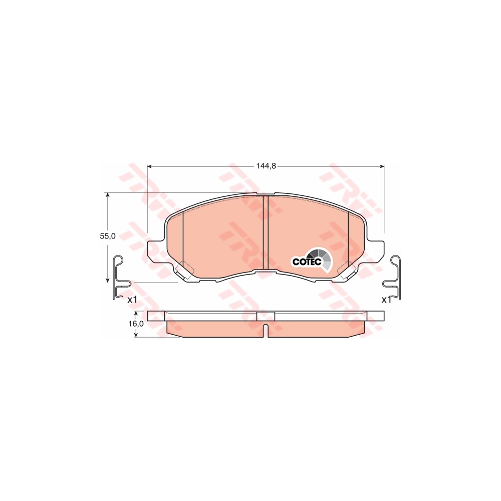 TRW COTEC Bremsbelagsatz, Scheibenbremse GDB3287