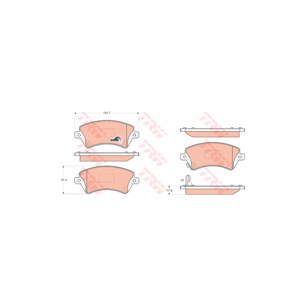 TRW COTEC Bremsbelagsatz, Scheibenbremse GDB3288