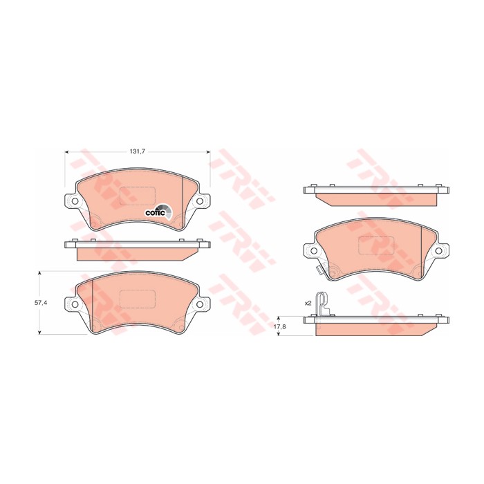 TRW COTEC Bremsbelagsatz, Scheibenbremse GDB3288