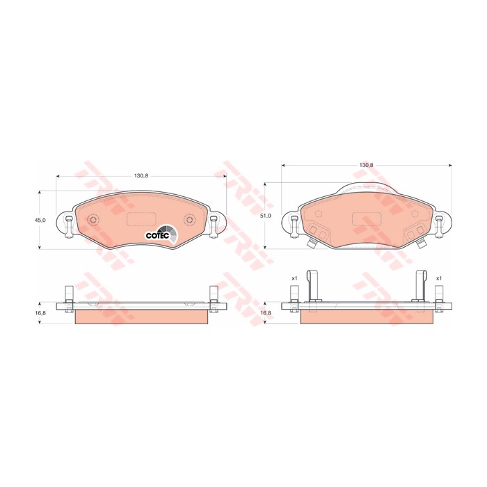 TRW COTEC Bremsbelagsatz, Scheibenbremse GDB3324