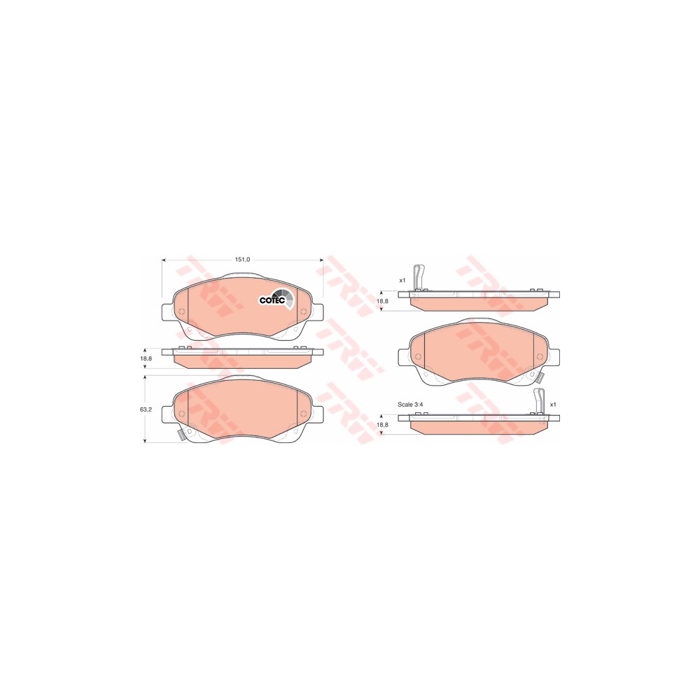 TRW COTEC Bremsbelagsatz, Scheibenbremse GDB3336