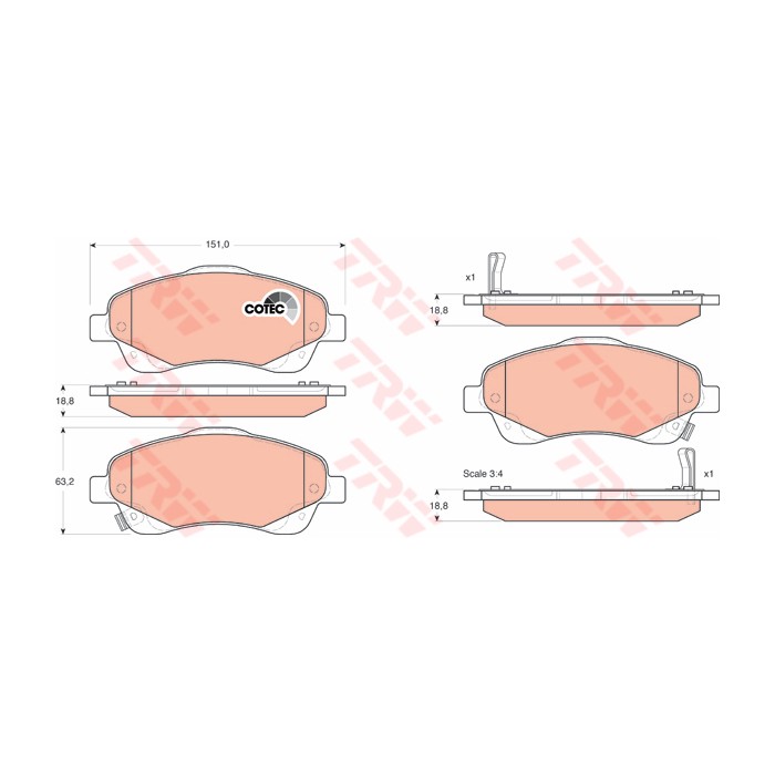 TRW COTEC Bremsbelagsatz, Scheibenbremse GDB3336