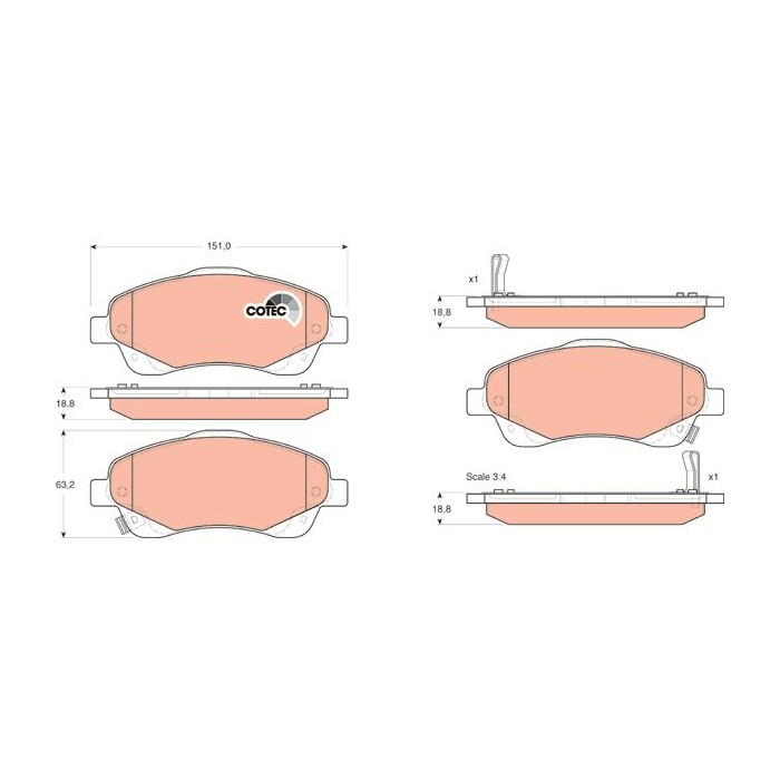 TRW COTEC Bremsbelagsatz, Scheibenbremse GDB3336