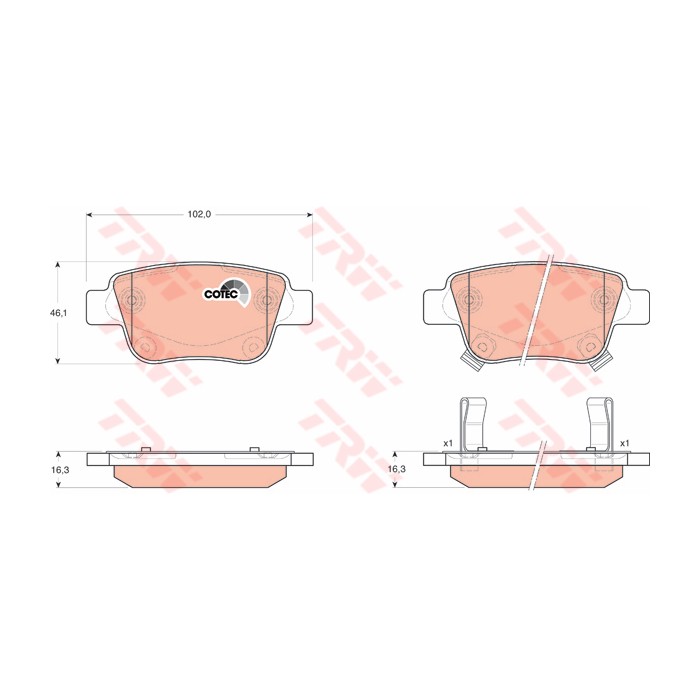 TRW COTEC Bremsbelagsatz, Scheibenbremse GDB3337